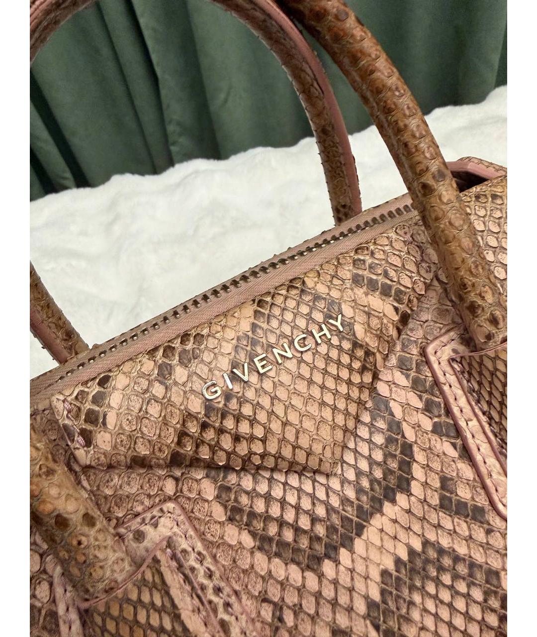 GIVENCHY Коричневая сумка тоут из кожи питона, фото 3