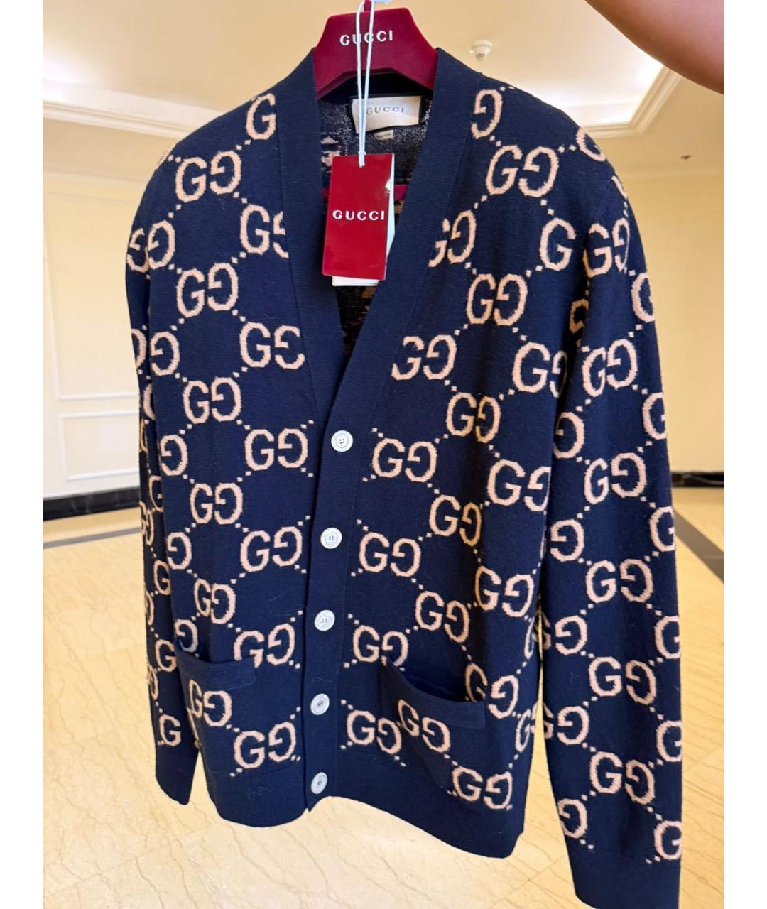 GUCCI Темно-синий шерстяной кардиган, фото 2