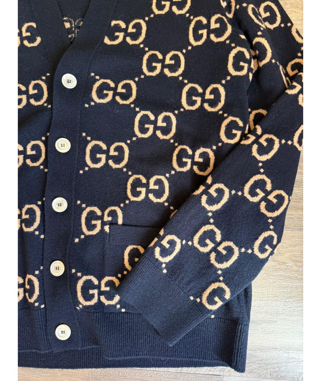 GUCCI Темно-синий шерстяной кардиган, фото 5