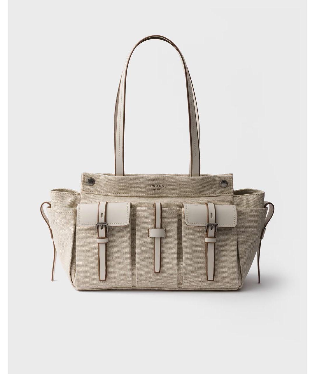 PRADA Бежевая сумка через плечо из канвы, фото 3
