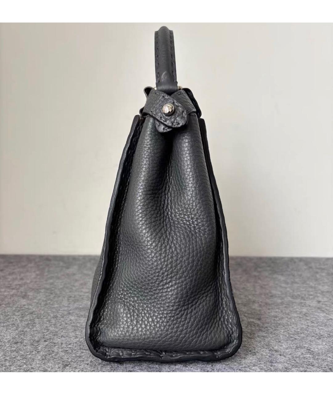 FENDI Черная кожаная сумка тоут, фото 3