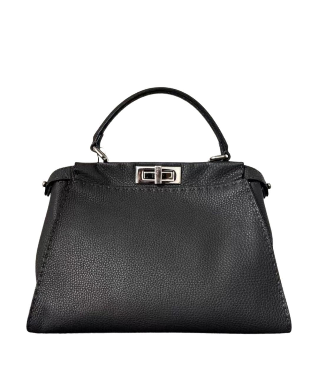 FENDI Черная кожаная сумка тоут, фото 1