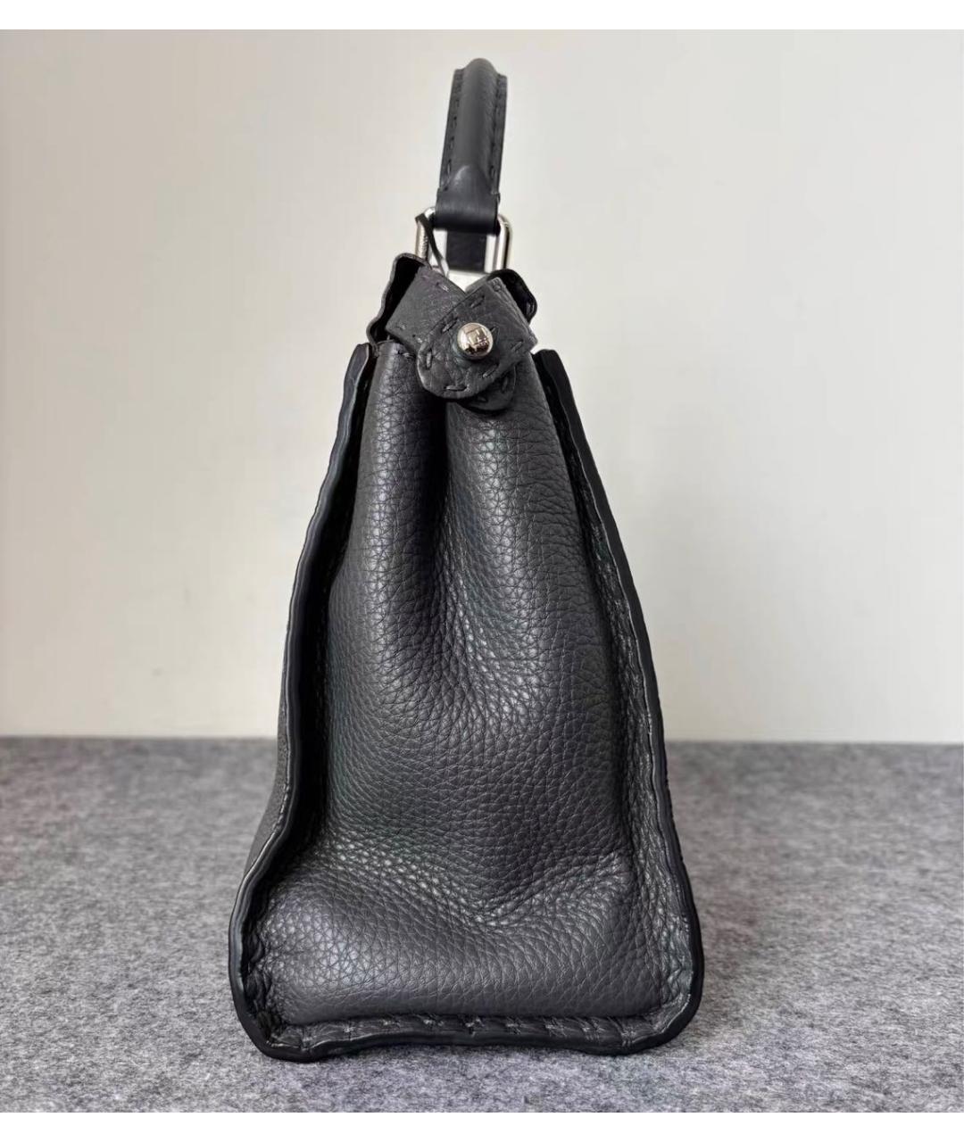 FENDI Черная кожаная сумка тоут, фото 4