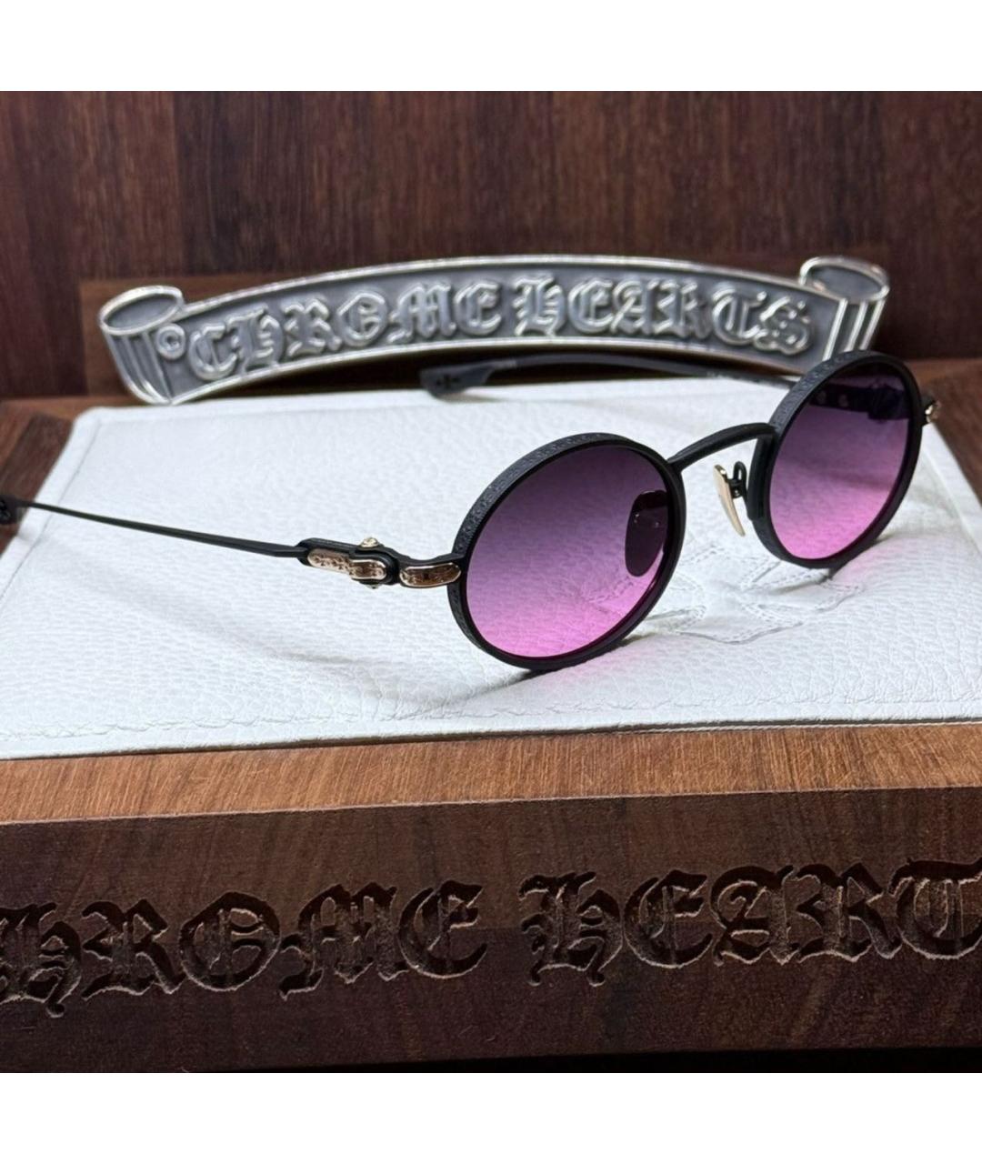 CHROME HEARTS Черные металлические солнцезащитные очки, фото 2