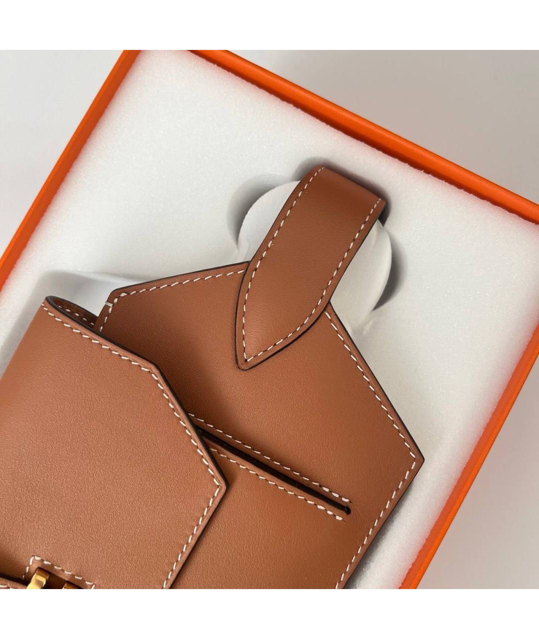 HERMES Коричневая кожаная поясная сумка, фото 7