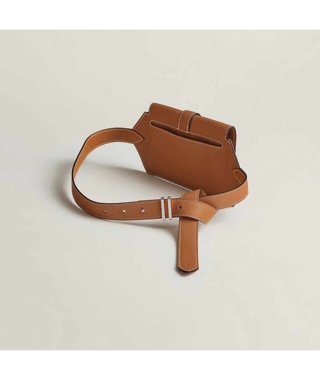 HERMES Коричневая кожаная поясная сумка, фото 2