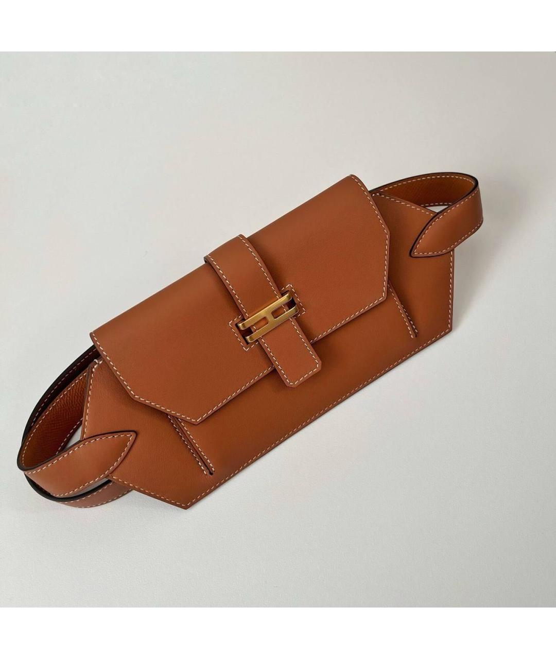 HERMES Коричневая кожаная поясная сумка, фото 8