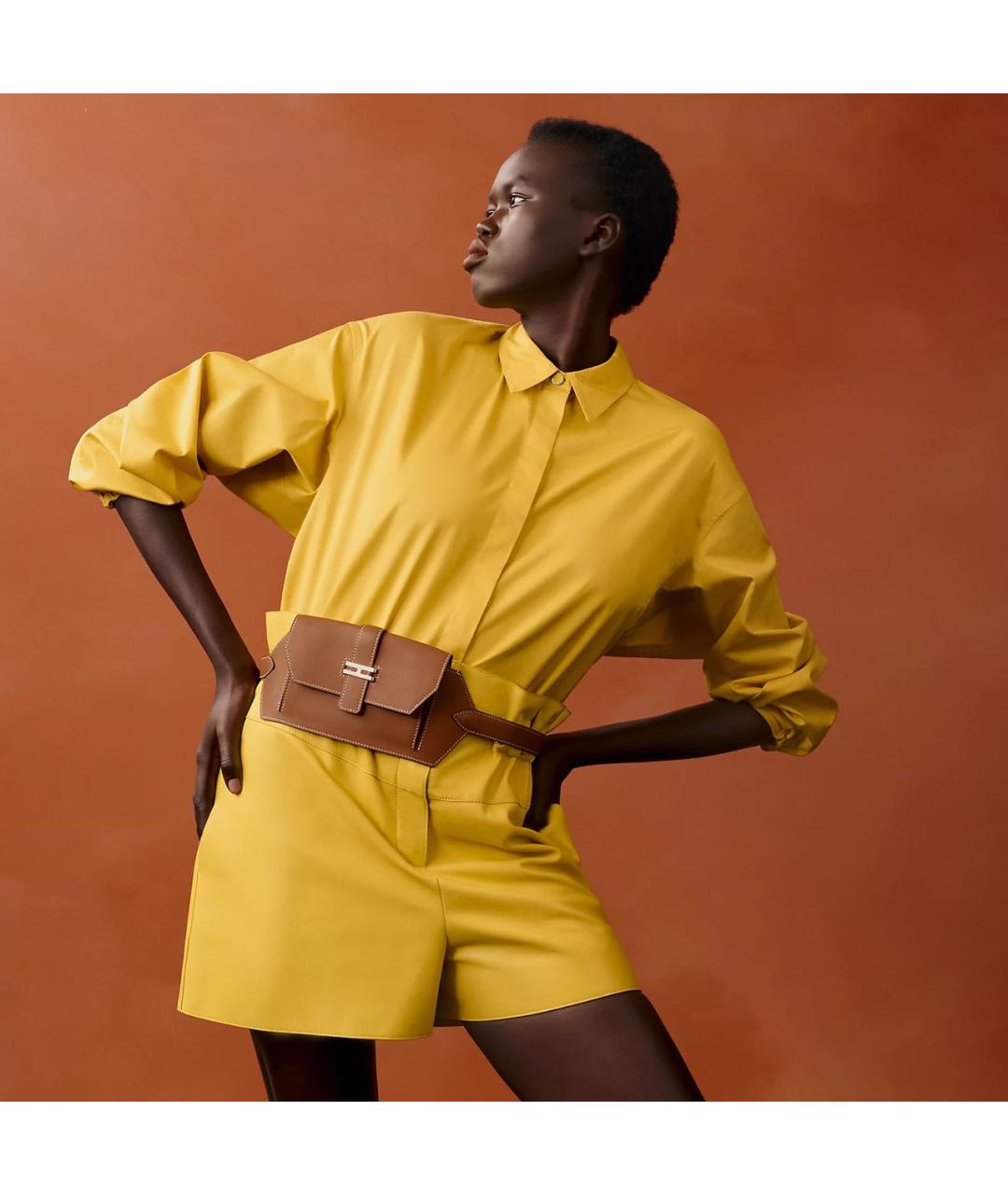 HERMES Коричневая кожаная поясная сумка, фото 4