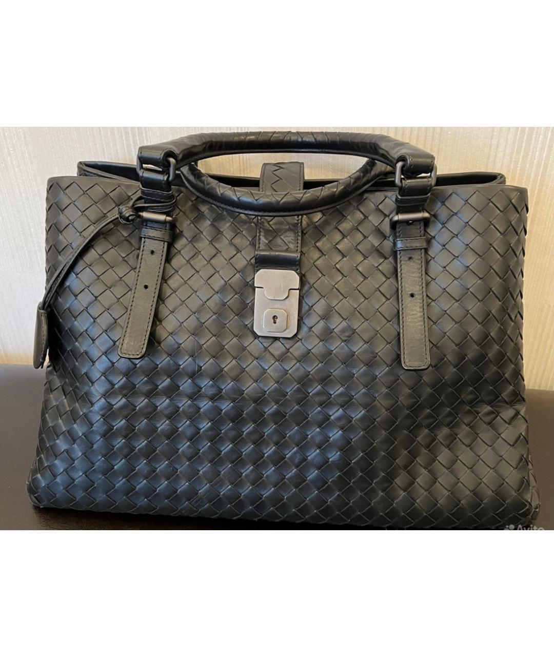 BOTTEGA VENETA Черная кожаная сумка с короткими ручками, фото 7