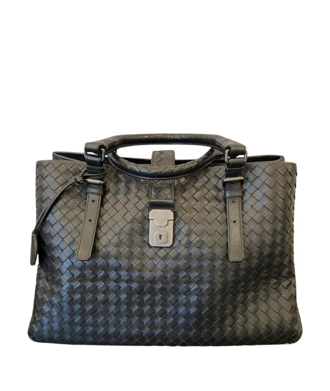 BOTTEGA VENETA Черная кожаная сумка с короткими ручками, фото 1