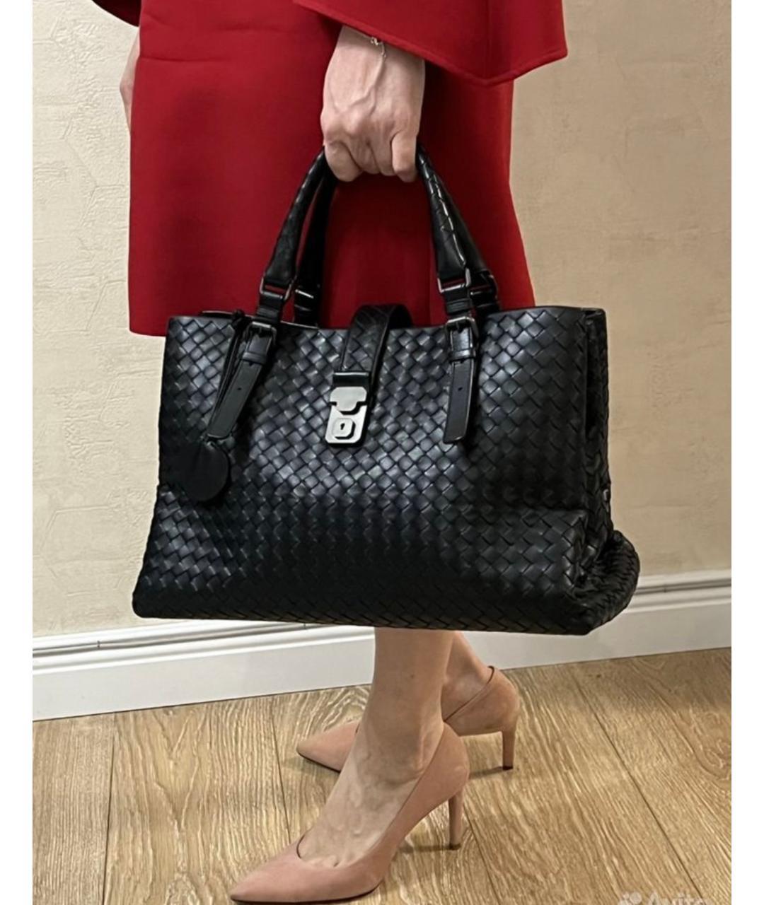 BOTTEGA VENETA Черная кожаная сумка с короткими ручками, фото 2