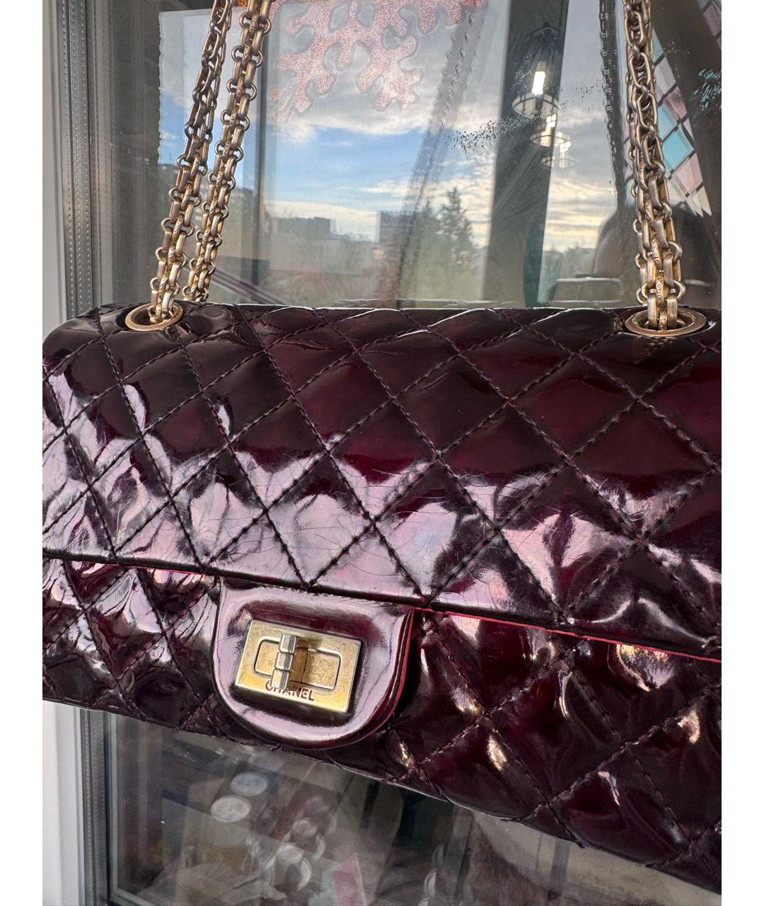 CHANEL Бордовая кожаная сумка через плечо, фото 6