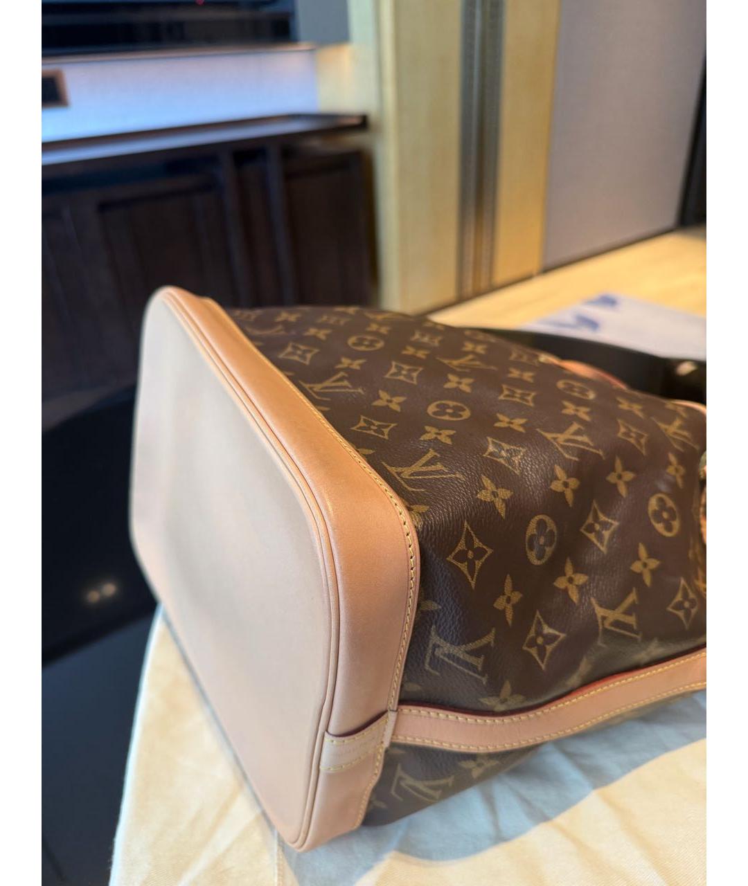 LOUIS VUITTON Коричневая кожаная сумка тоут, фото 7