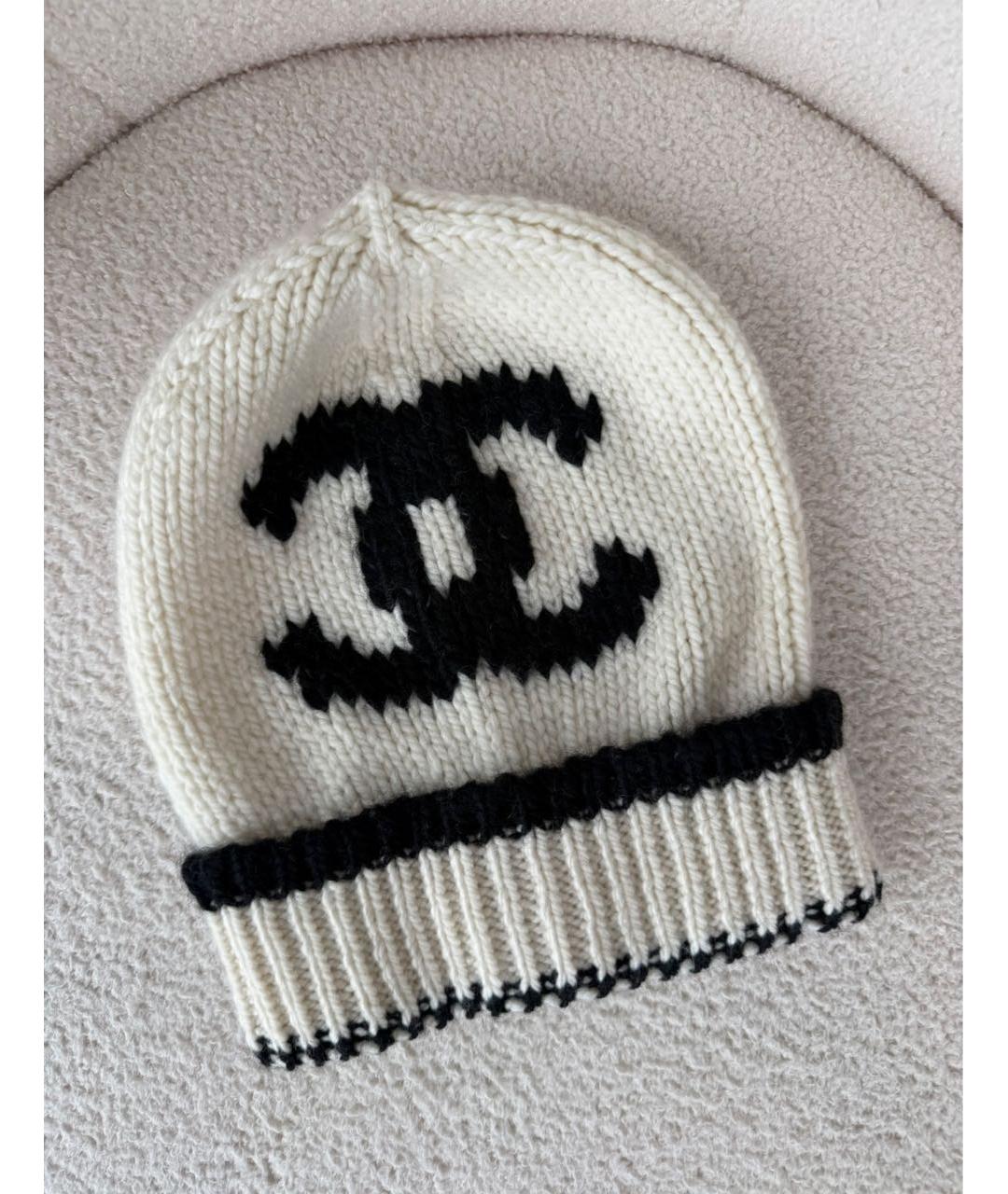 CHANEL Белая кашемировая шапка, фото 4