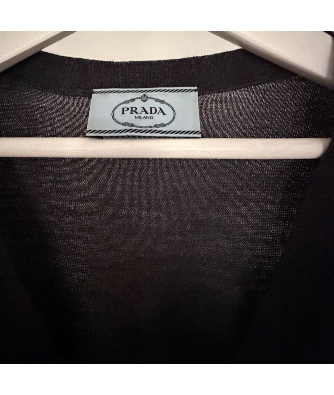 PRADA Антрацитовый шерстяной кардиган, фото 2