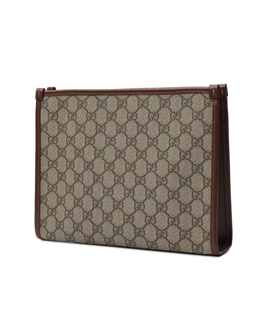 GUCCI Коричневая папка для документов из канвы, фото 2