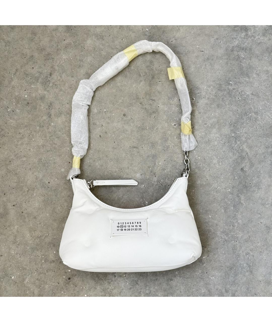 MAISON MARGIELA Белая кожаная сумка через плечо, фото 9