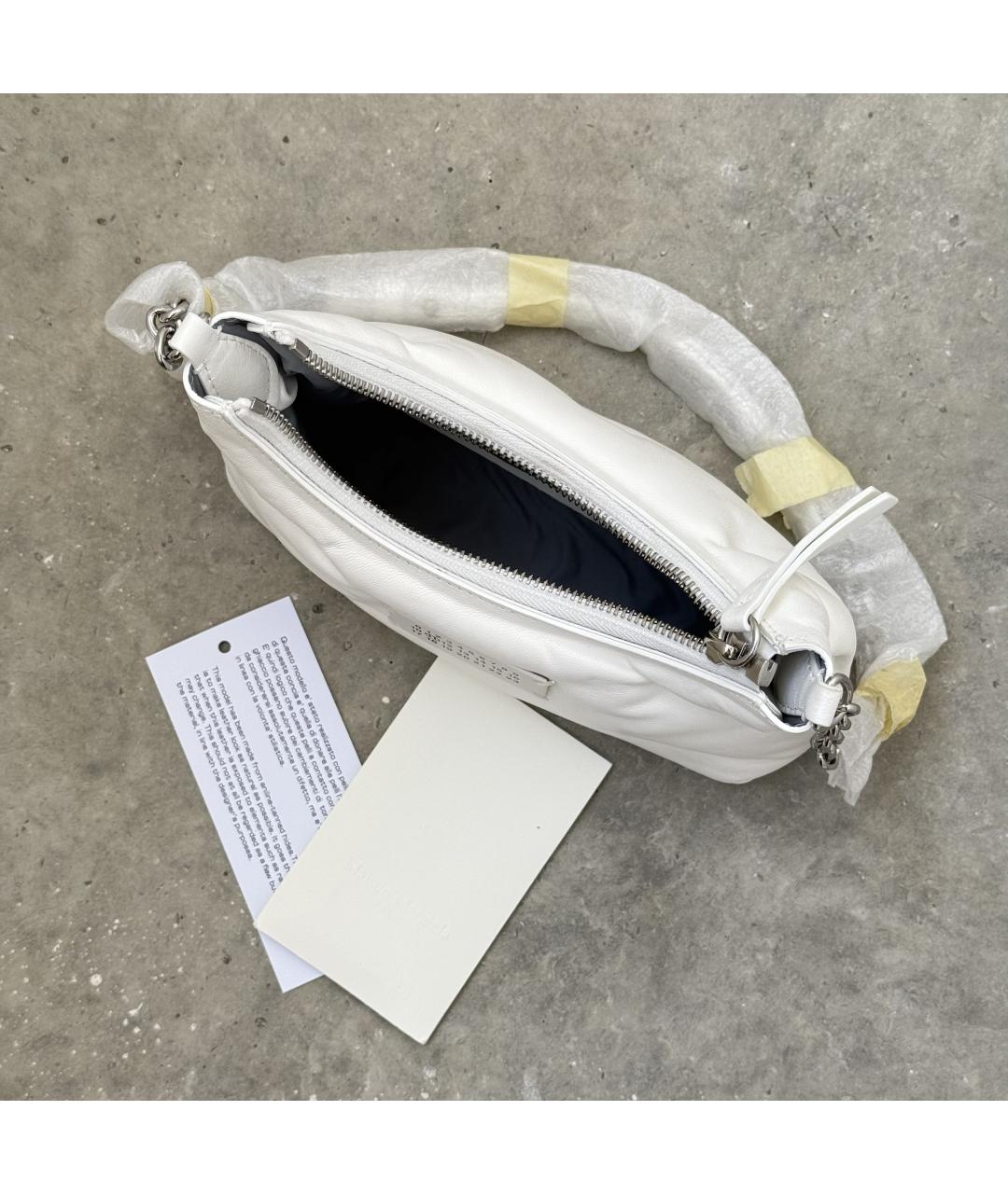 MAISON MARGIELA Белая кожаная сумка через плечо, фото 5