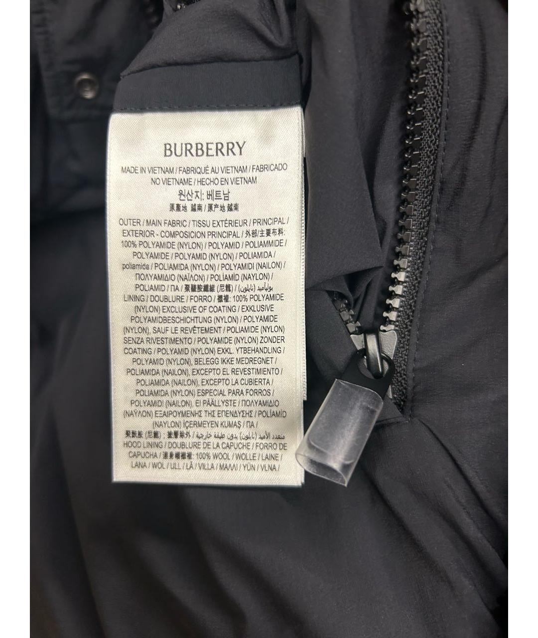 BURBERRY Черный полиамидовый пуховик, фото 7