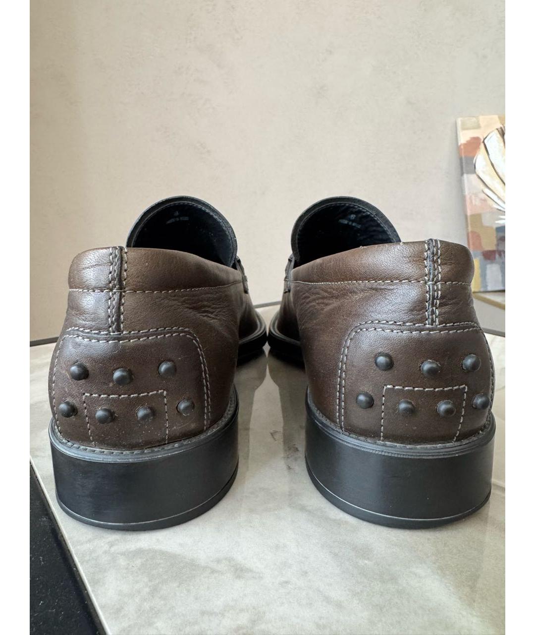 TOD'S Коричневые кожаные лоферы, фото 4