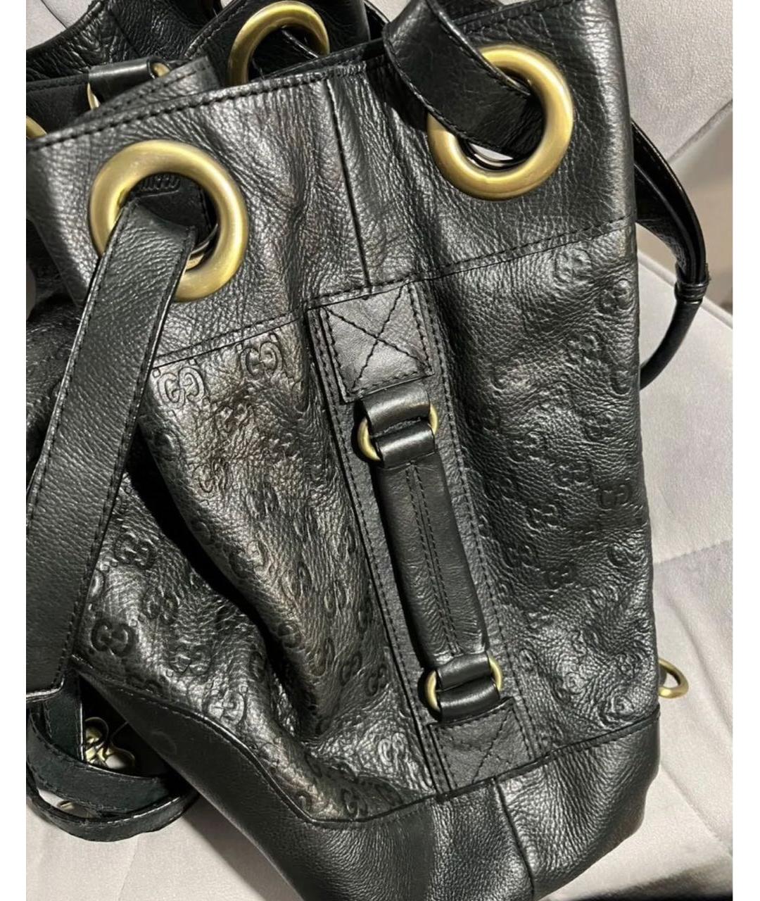 GUCCI Черная кожаная сумка тоут, фото 5