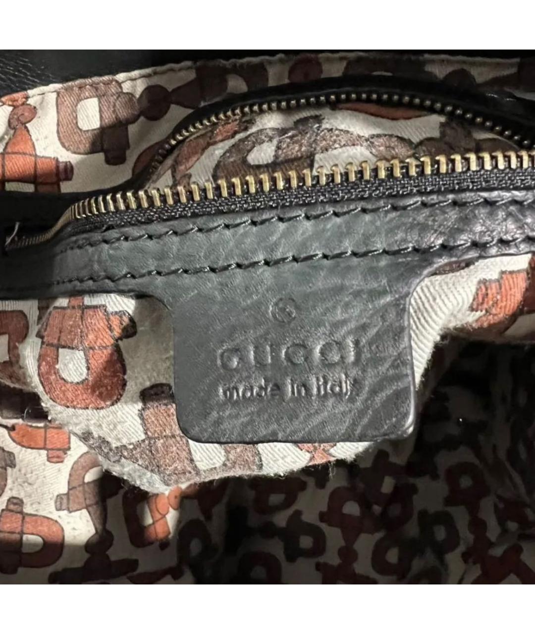 GUCCI Черная кожаная сумка тоут, фото 4