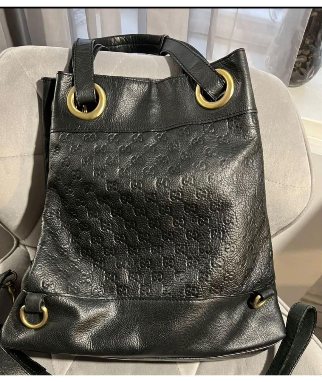 GUCCI Черная кожаная сумка тоут, фото 2