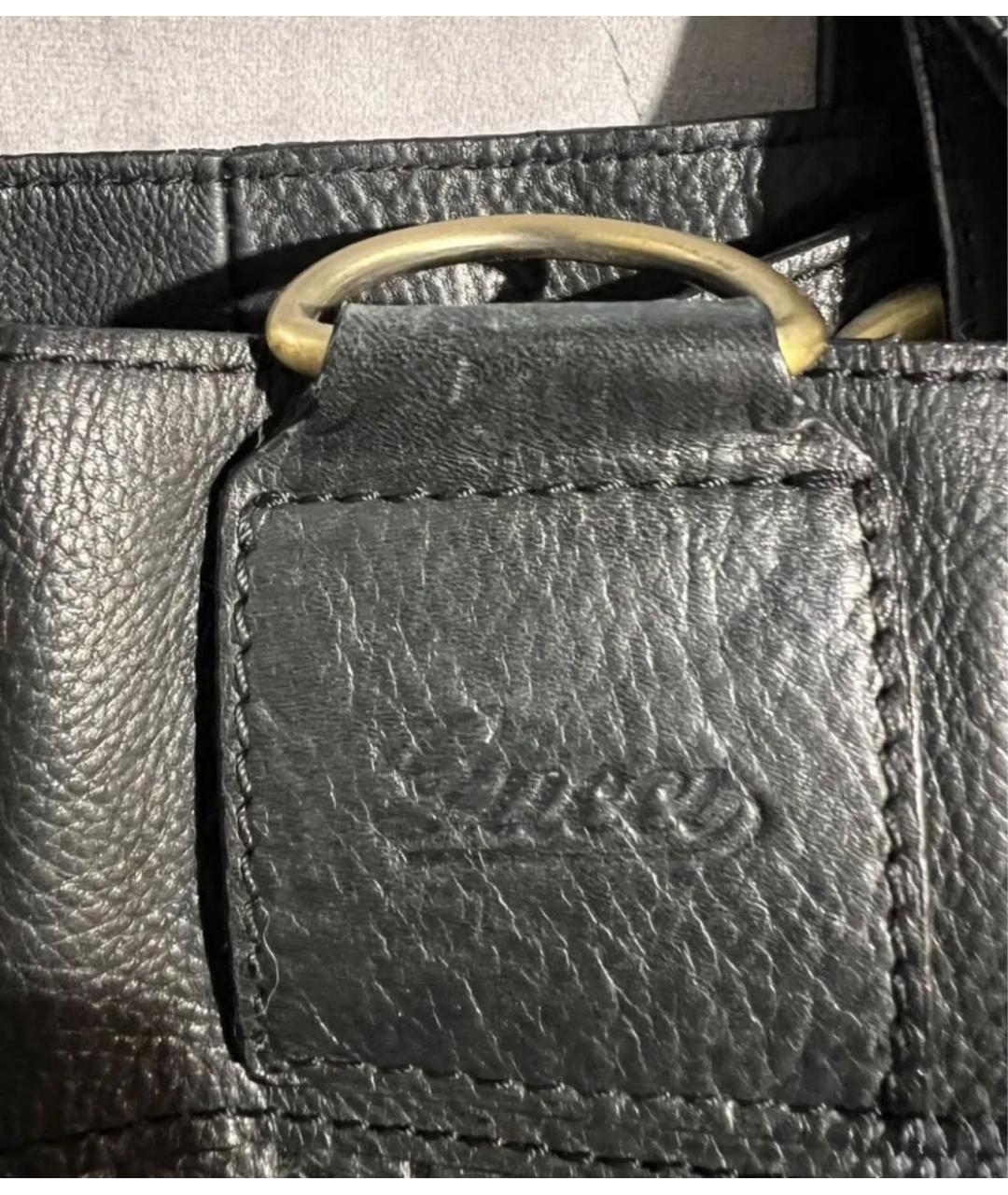 GUCCI Черная кожаная сумка тоут, фото 6