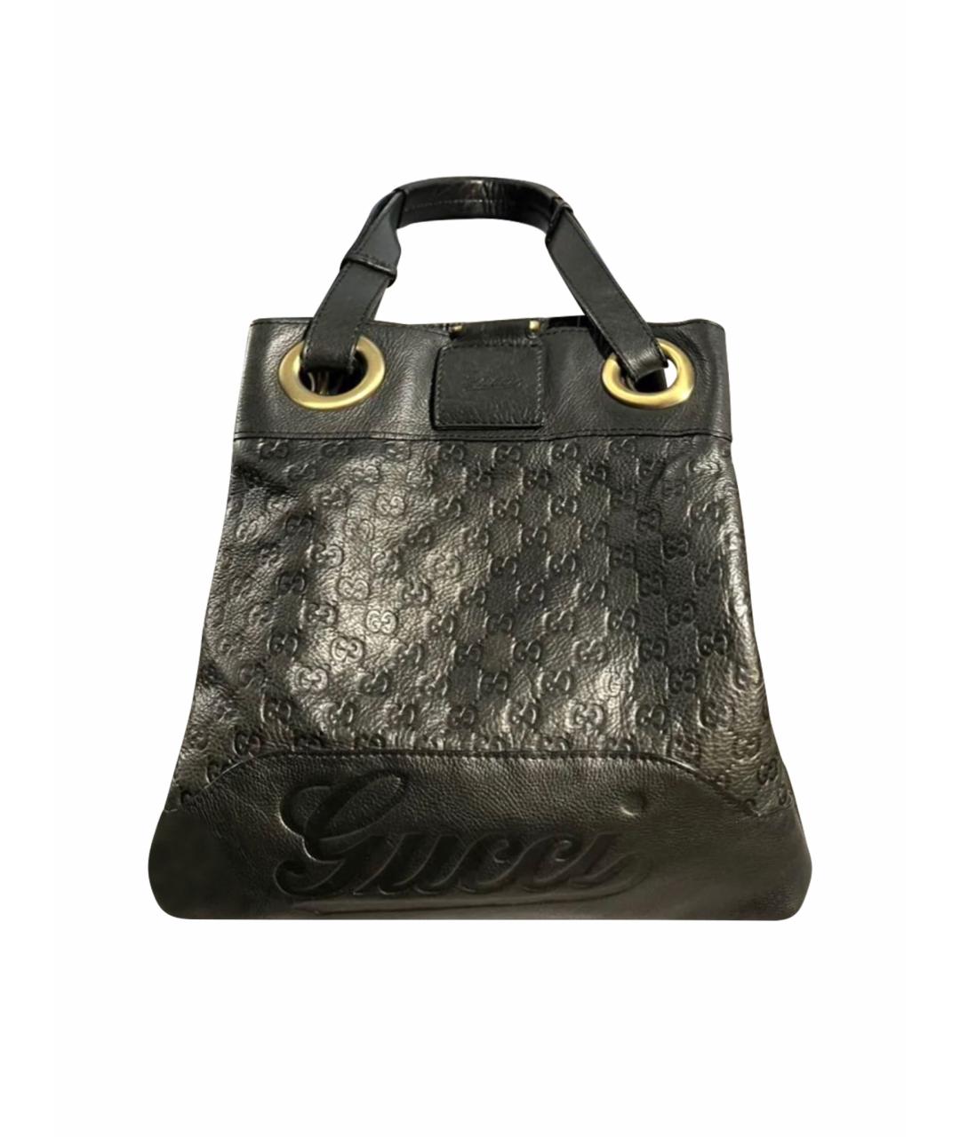 GUCCI Черная кожаная сумка тоут, фото 1
