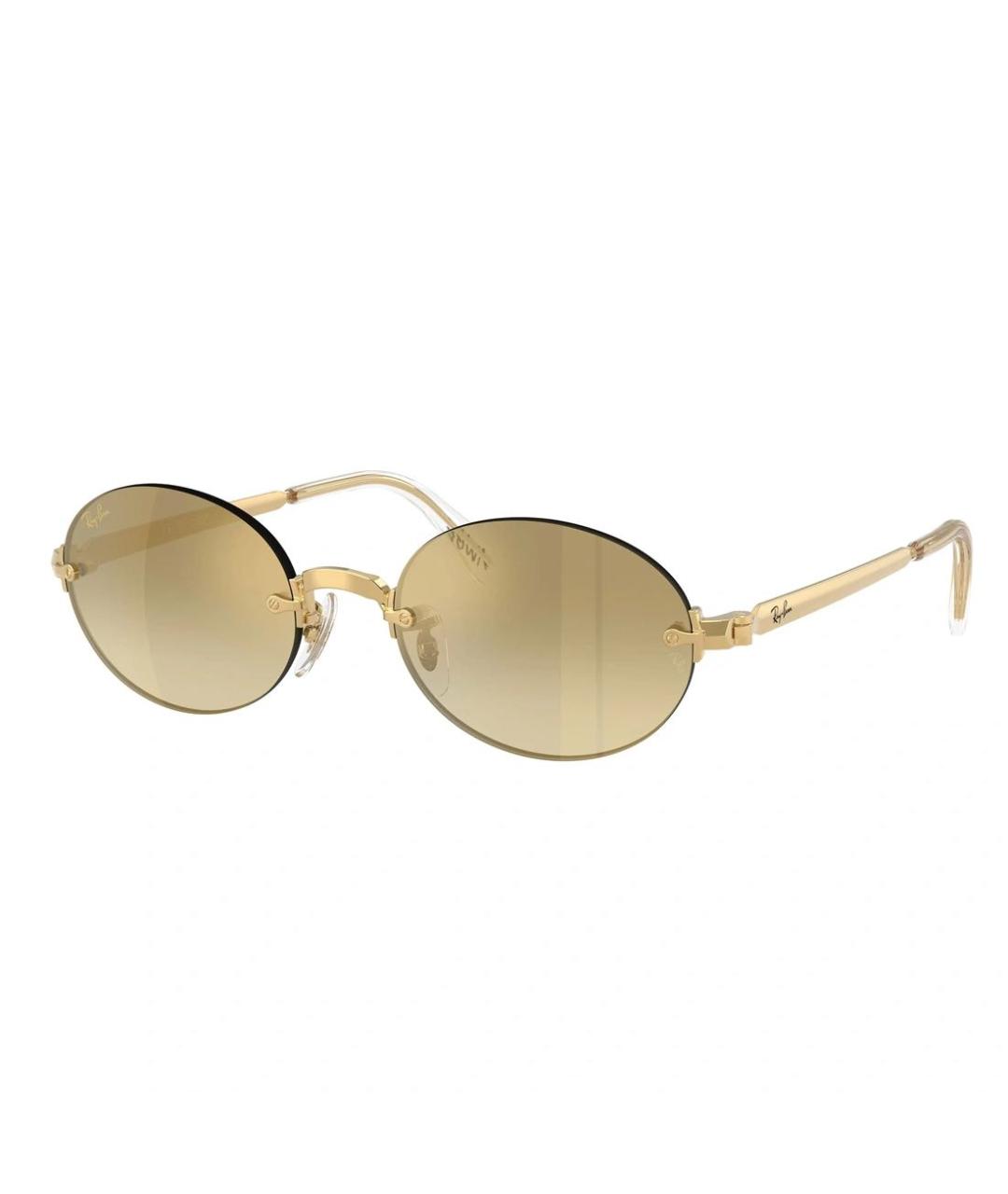 RAY BAN Золотые металлические солнцезащитные очки, фото 9