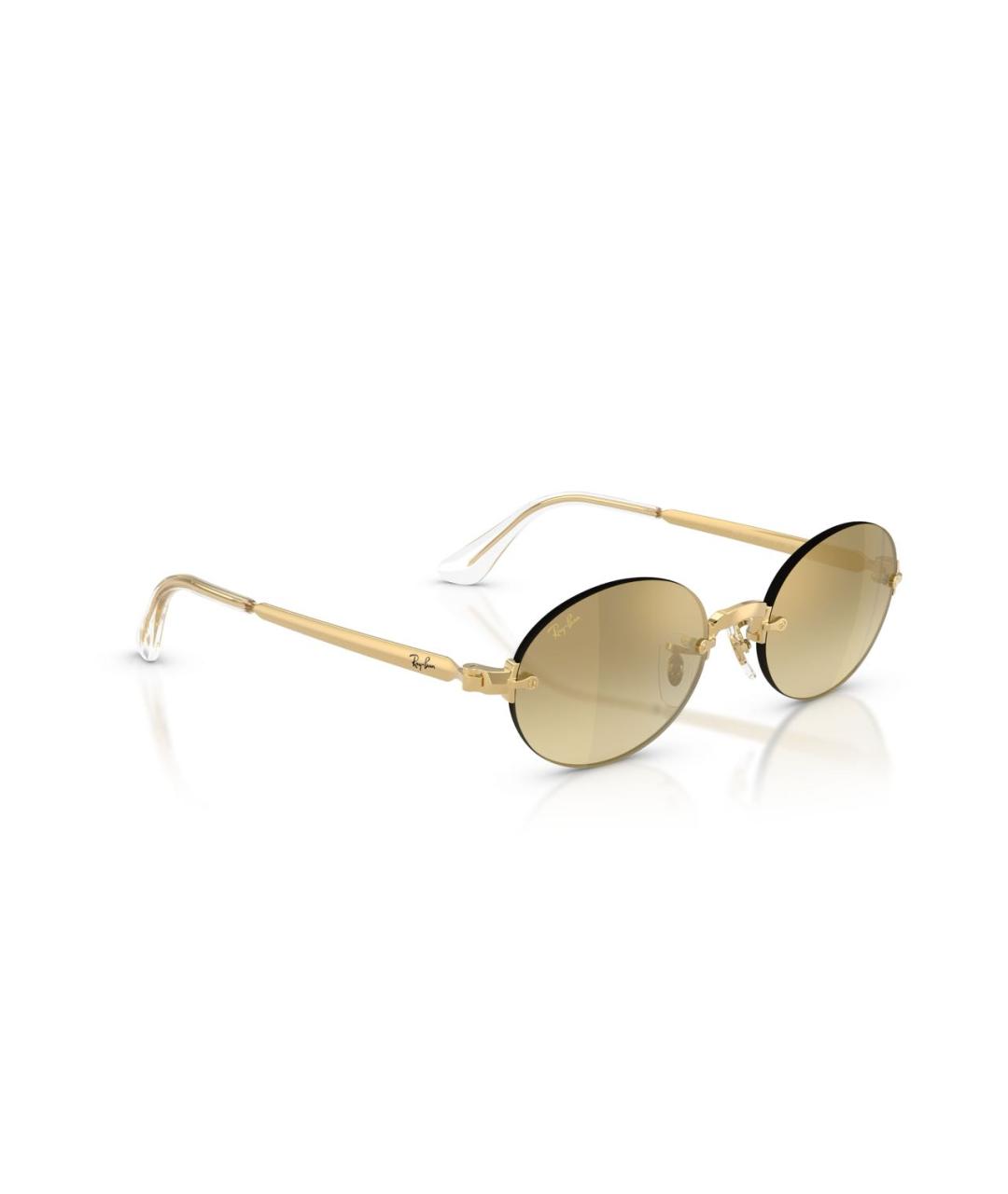 RAY BAN Золотые металлические солнцезащитные очки, фото 2