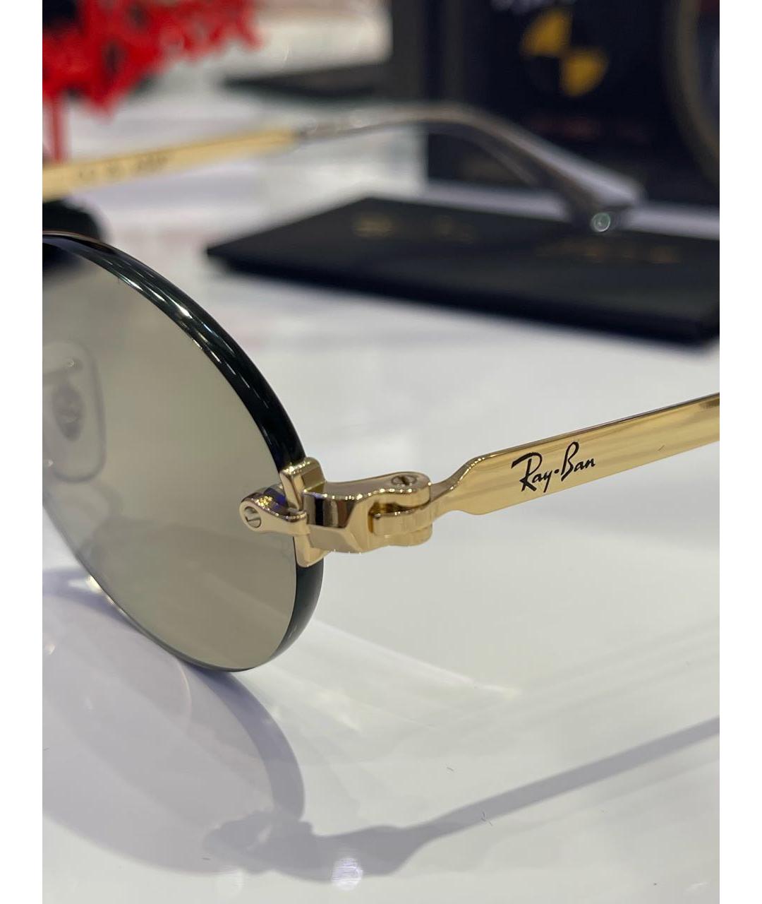 RAY BAN Золотые металлические солнцезащитные очки, фото 5