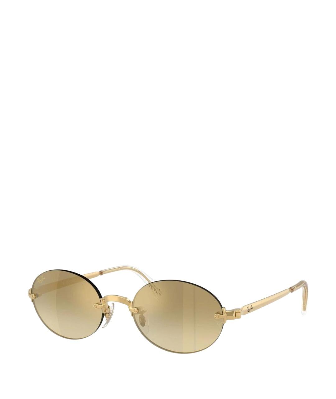 RAY BAN Золотые металлические солнцезащитные очки, фото 1