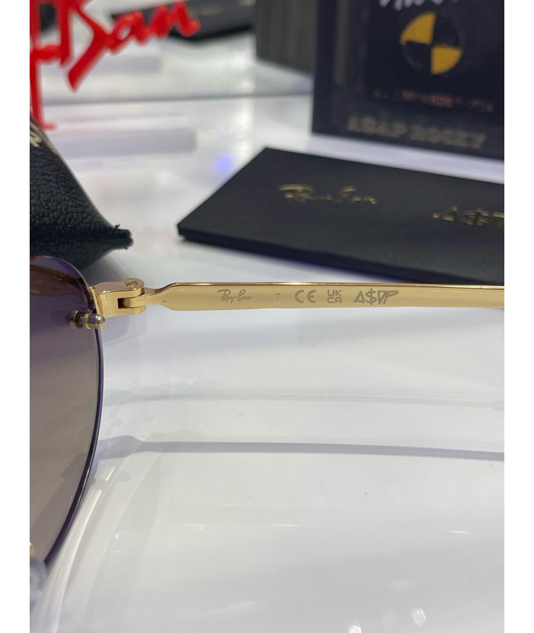 RAY BAN Золотые металлические солнцезащитные очки, фото 6
