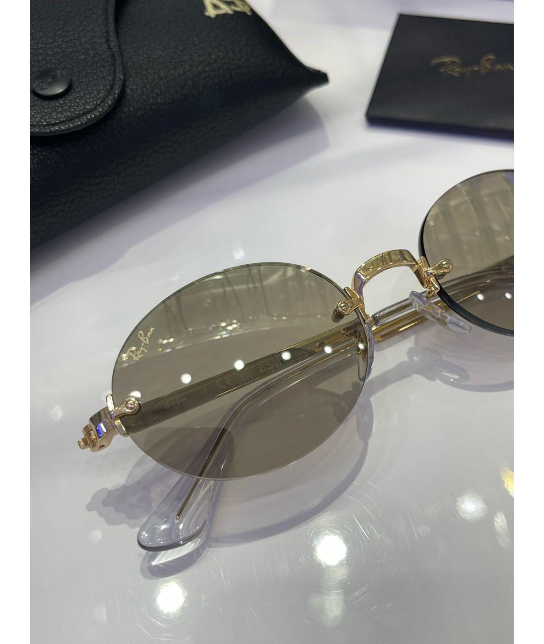 RAY BAN Золотые металлические солнцезащитные очки, фото 4