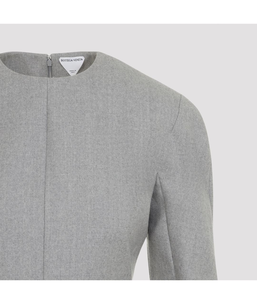 BOTTEGA VENETA Серое шерстяное повседневное платье, фото 3