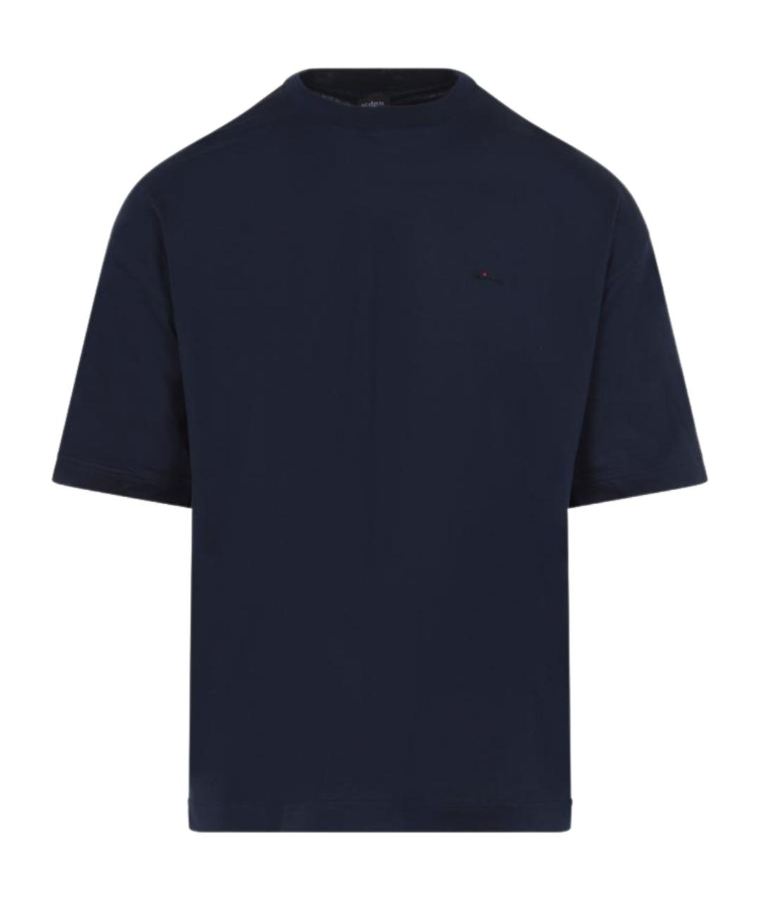 KITON Темно-синяя хлопковая футболка, фото 1