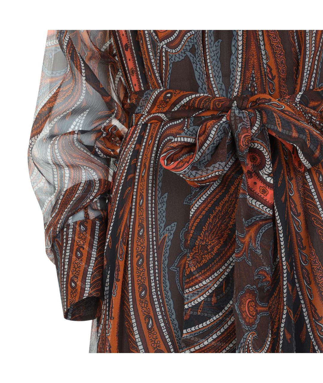 ETRO Коричневое шелковое платье, фото 4