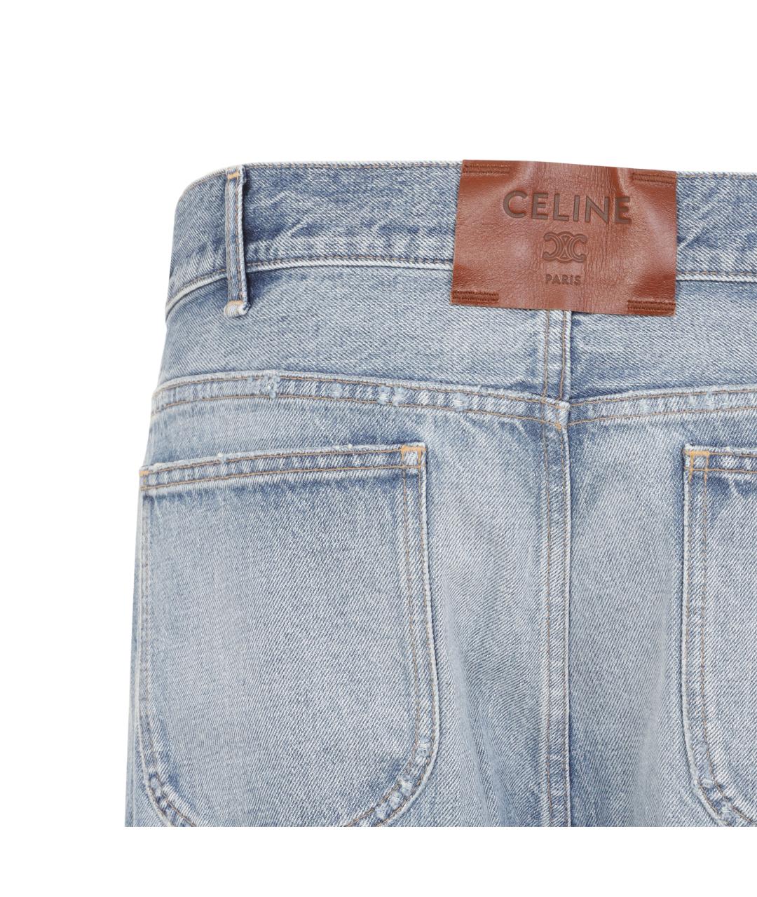 CELINE Голубые хлопковые прямые джинсы, фото 3