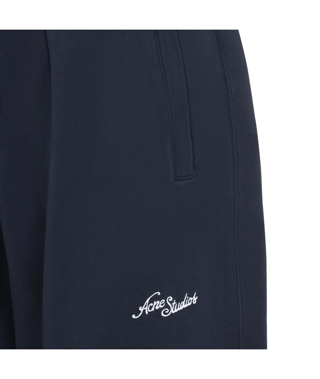 ACNE STUDIOS Темно-синие хлопковые повседневные брюки, фото 3
