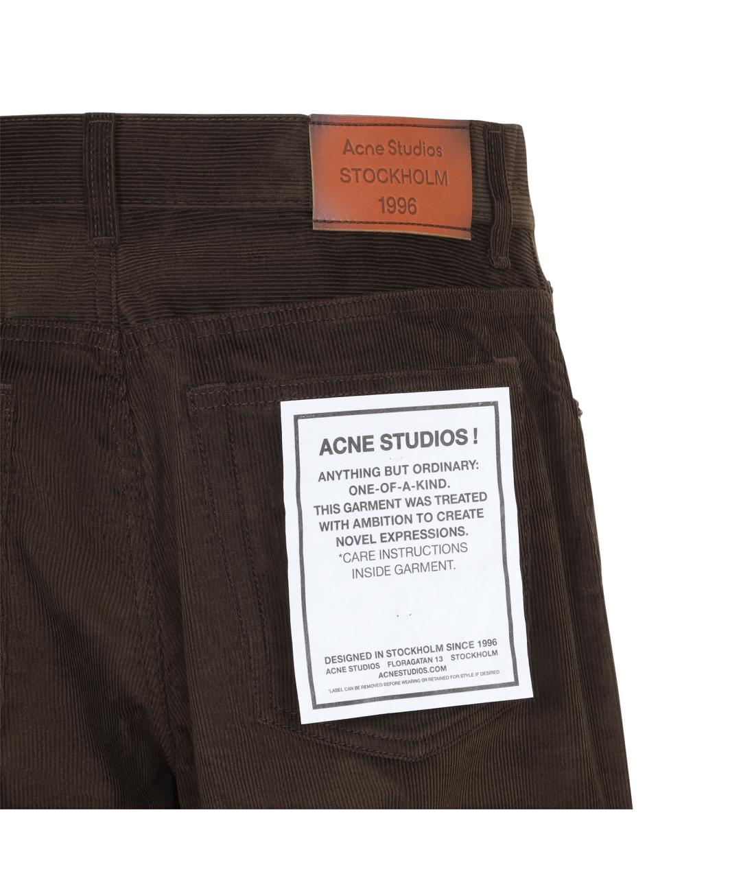 ACNE STUDIOS Коричневые хлопковые повседневные брюки, фото 3
