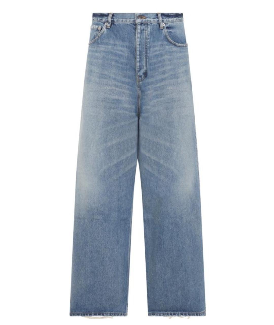 BALENCIAGA Голубые хлопковые прямые джинсы, фото 1