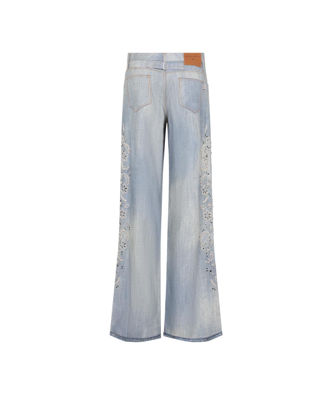 ERMANNO SCERVINO Голубые вискозные брюки широкие, фото 2