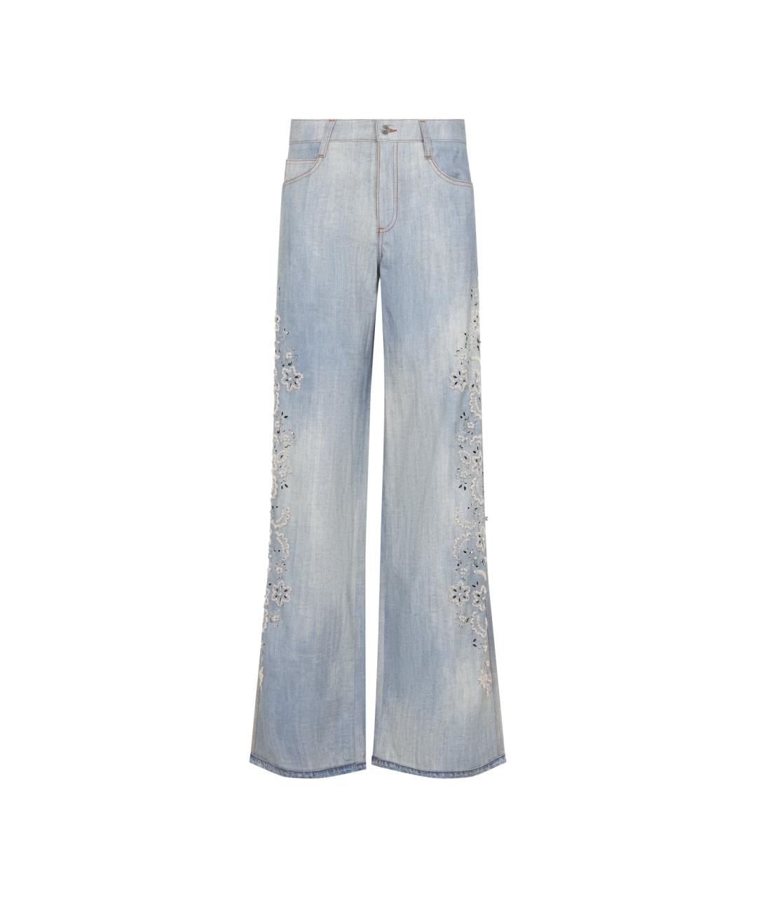 ERMANNO SCERVINO Голубые вискозные брюки широкие, фото 4