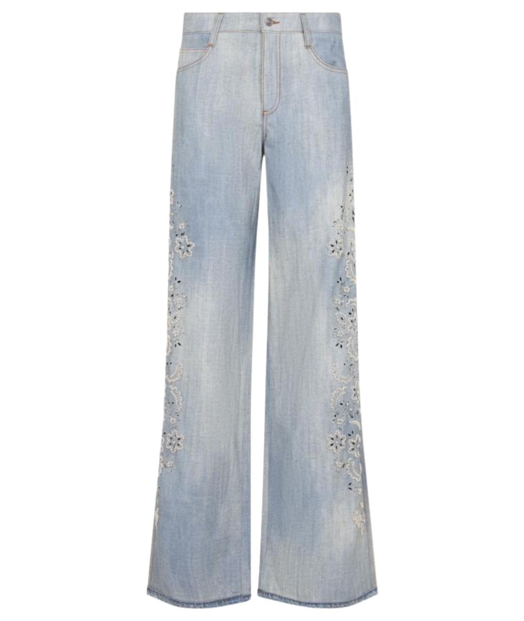 ERMANNO SCERVINO Голубые вискозные брюки широкие, фото 1