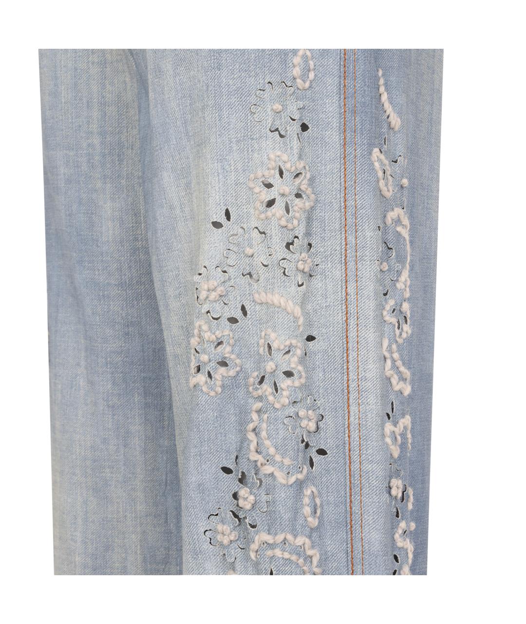 ERMANNO SCERVINO Голубые вискозные брюки широкие, фото 3