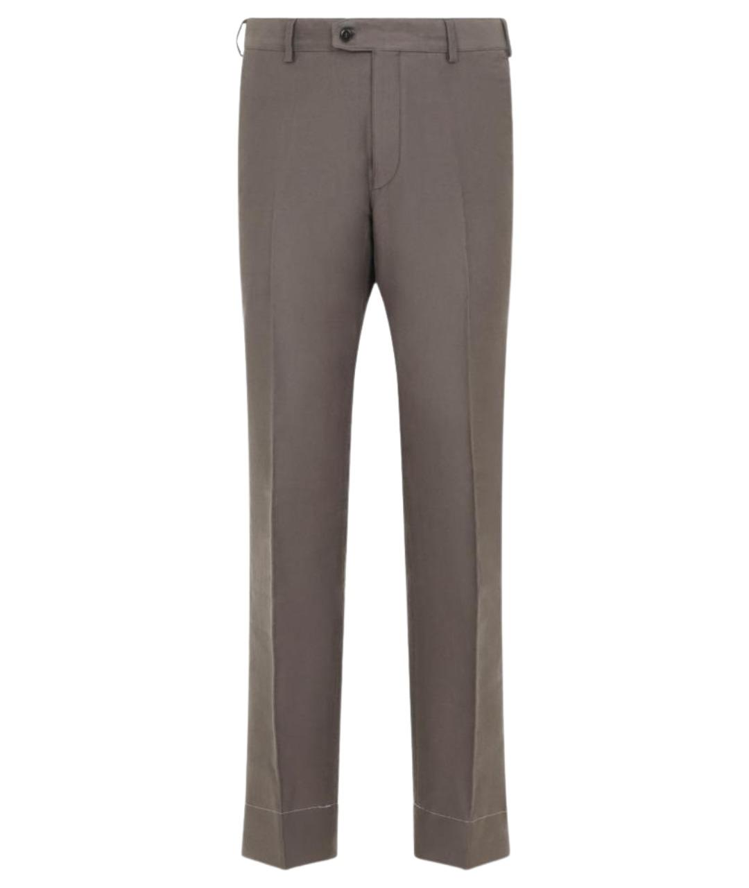 BRIONI Коричневые хлопковые повседневные брюки, фото 1