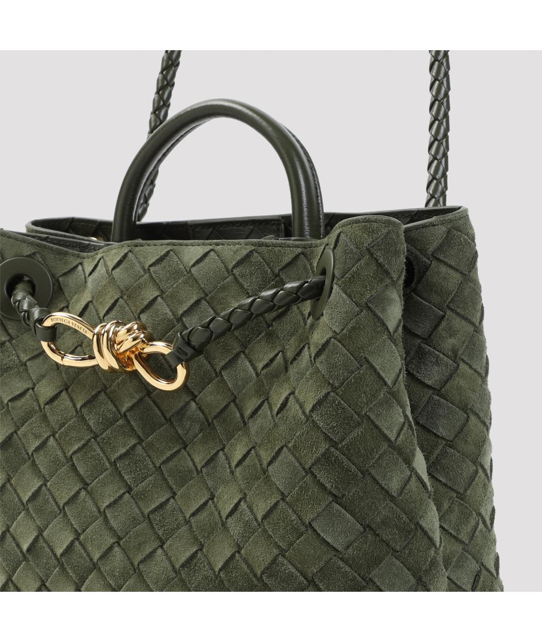BOTTEGA VENETA Зеленая замшевая сумка тоут, фото 3