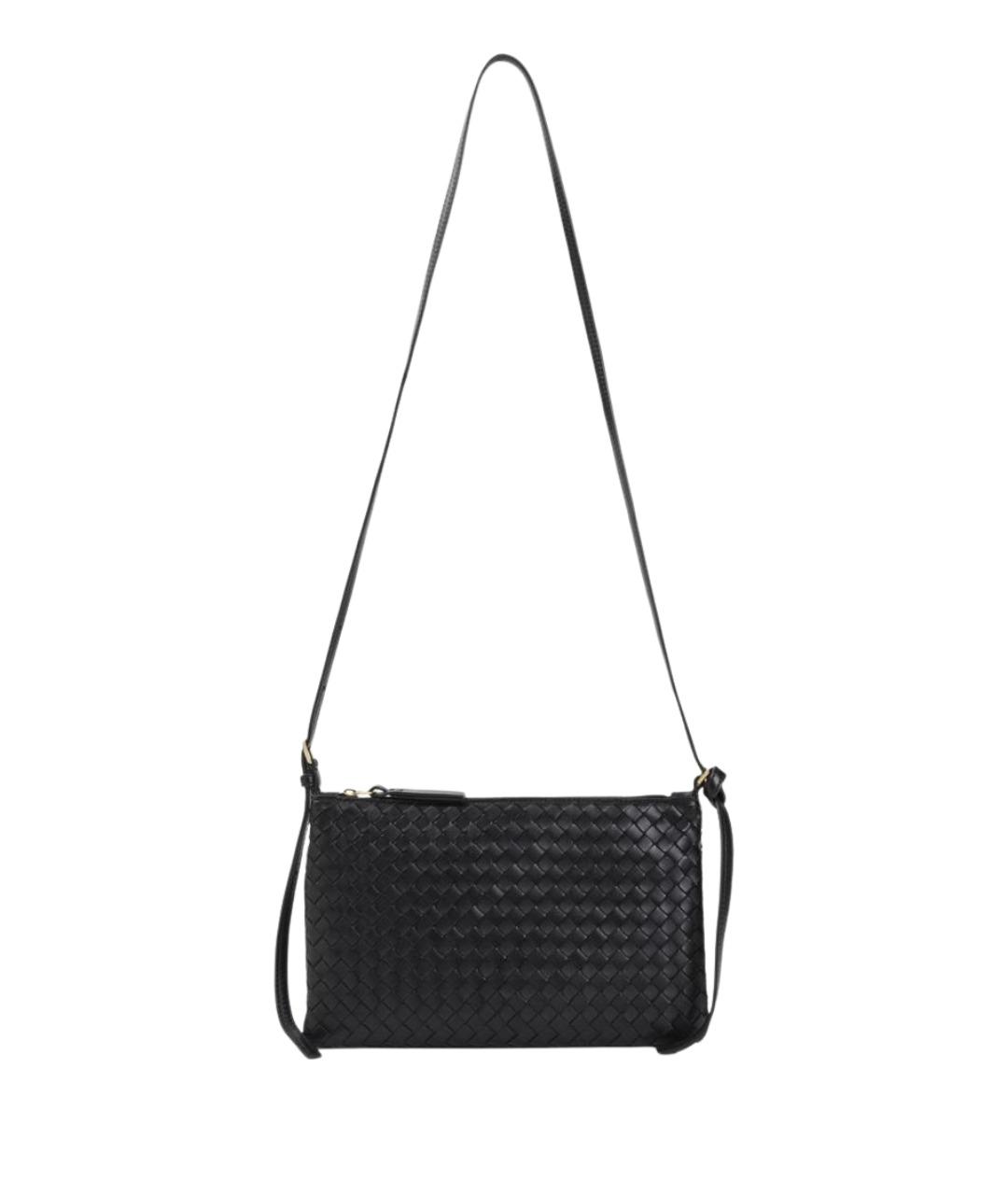 BOTTEGA VENETA Черная кожаная сумка через плечо, фото 1