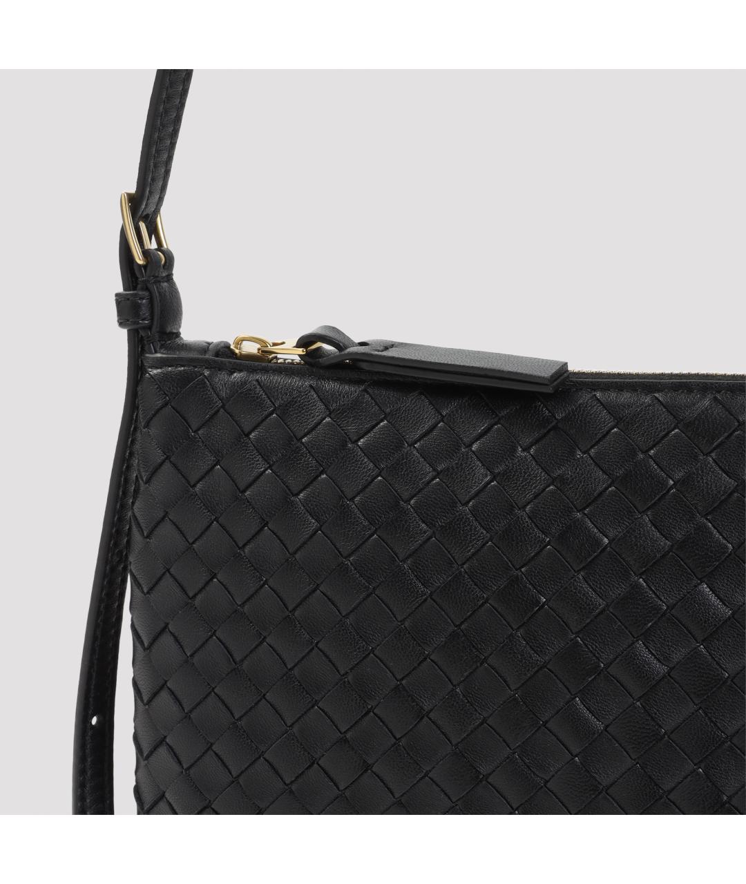 BOTTEGA VENETA Черная кожаная сумка через плечо, фото 3